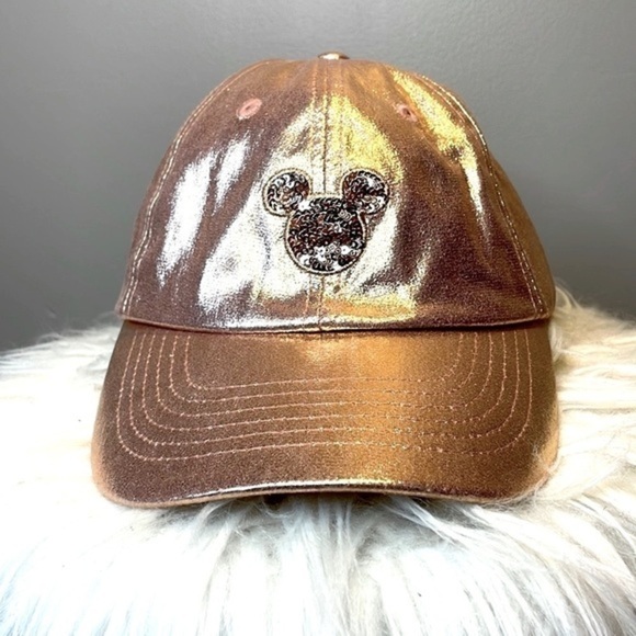 DISNEY PARKS | WOMENS DISNEY ROSEGOLD MICKEY SHIMMER HAT - Picture 2 of 7